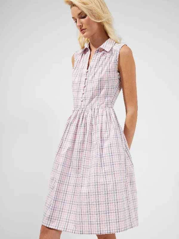 Yaki Organic Check Sleeveless Shirt Dress Cute Shirt Dress