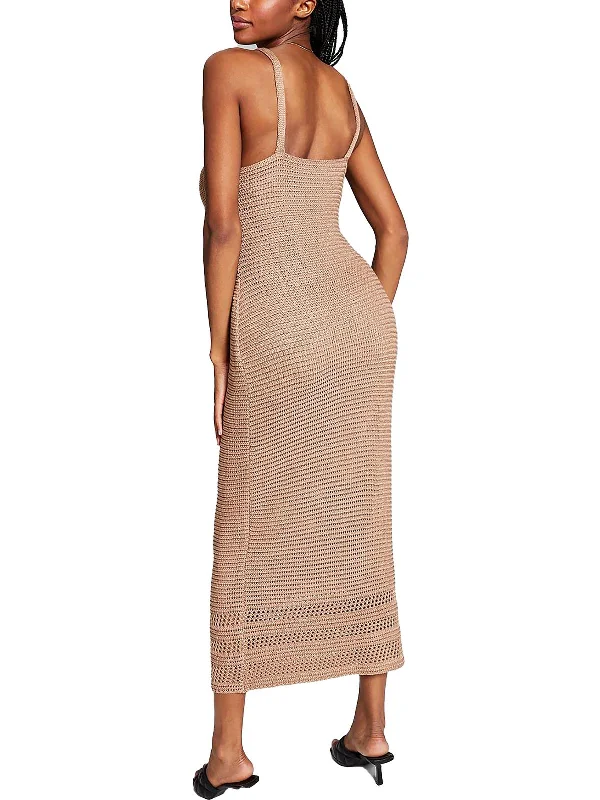 Womens Crochet V Neck Bodycon Dress Strappy Bodycon Dress