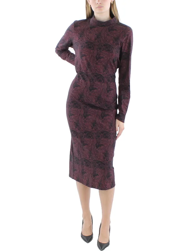 Womens Printed Cotton Bodycon Dress Ruffle Bodycon Dress