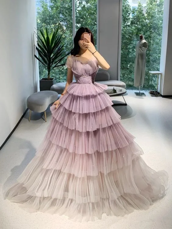 Chic A-line Multi-layered Tulle Prom Dress,Fairy Dress Y6216 Soft Tulle Dress