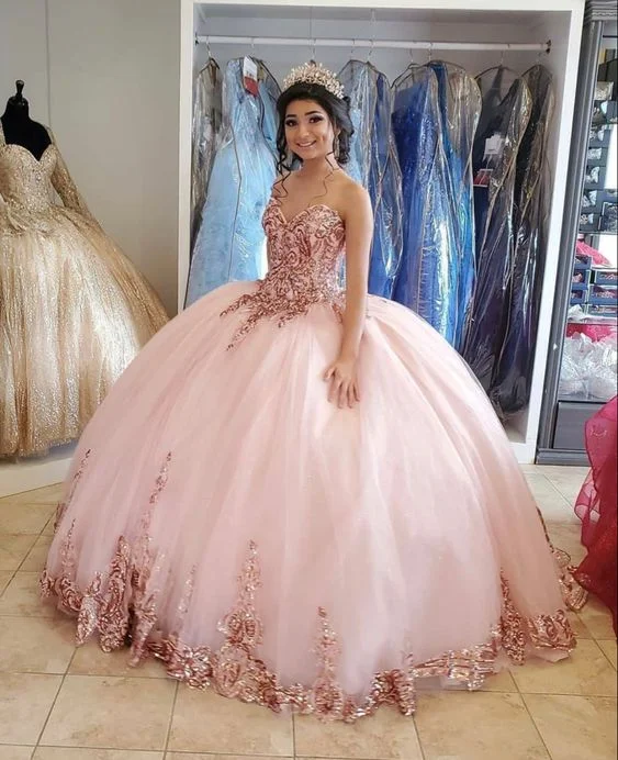 Pink Sweetheart Neckline Ball Gown Quinceanera Dress Tulle Princess Dress Y6475 White Tulle Dress