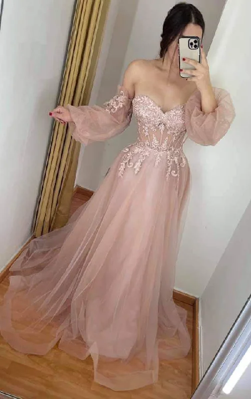 Strapless Pink Corset Tulle Prom Dress,Evening Gown Y4820 Floor-length Tulle Dress