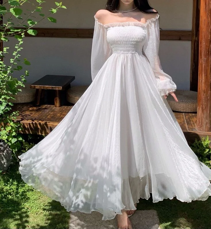 White Tulle Dress,Long Sleeve Fairy Dress,Fairy Prom Dress Y6730 Tulle Dress Party